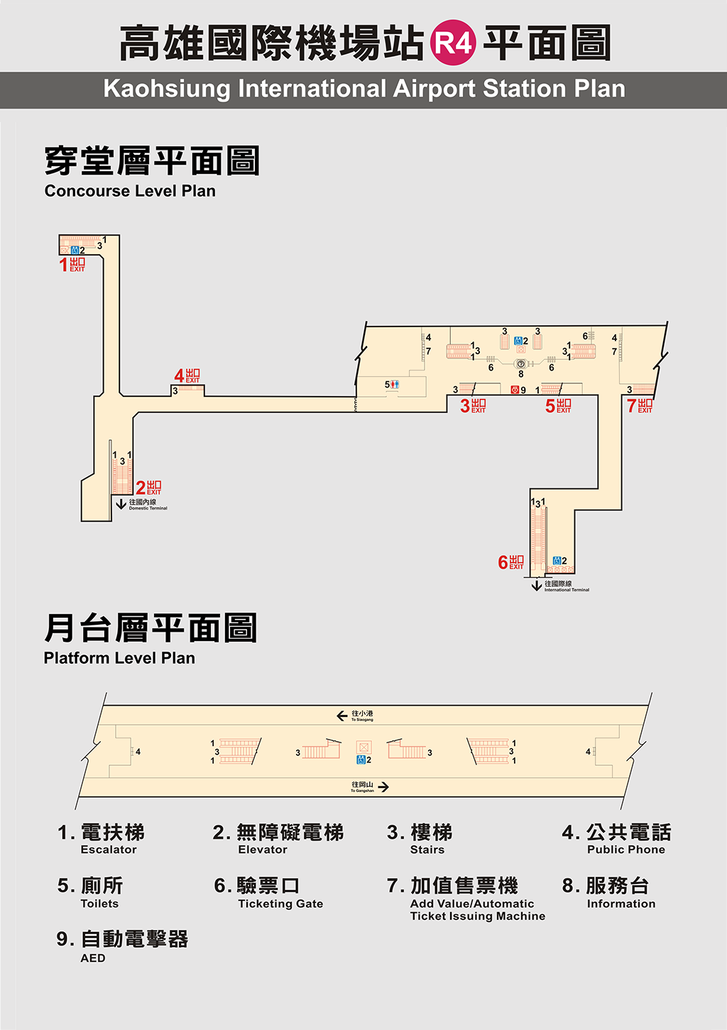 高雄國際機場站內平面圖